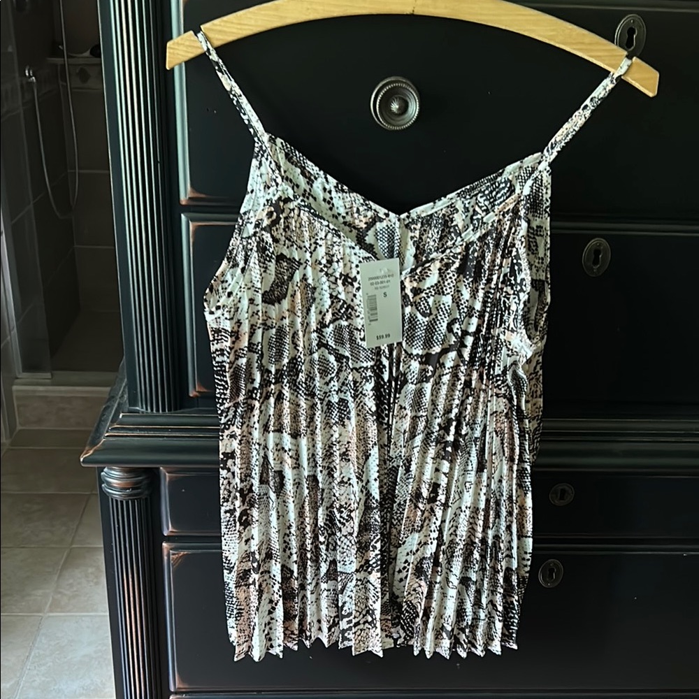 Black and White Pleated Camisole Top